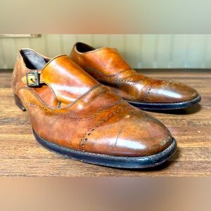 Johnston & Murphy Men’s Cognac Single Buckle Wingtip Dress Shoes Size 12 M